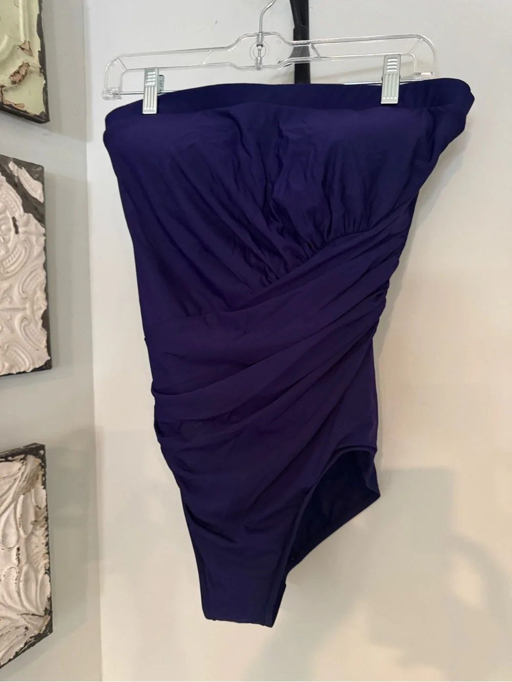 Miraclesuit Strapless Ruched Purple One-Piece Swimsuit